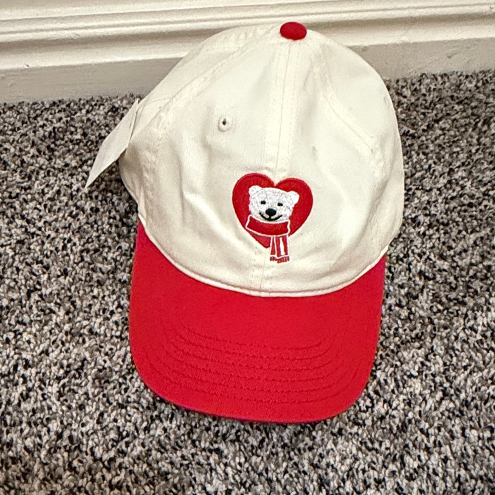 Coca Cola White and Red Bear Heart Baseball Hat